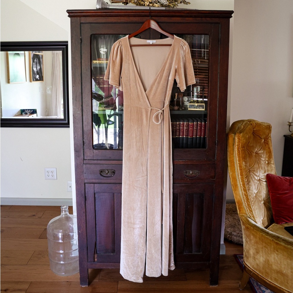 Meghan Velvet Wrap Maxi Dress - Shell